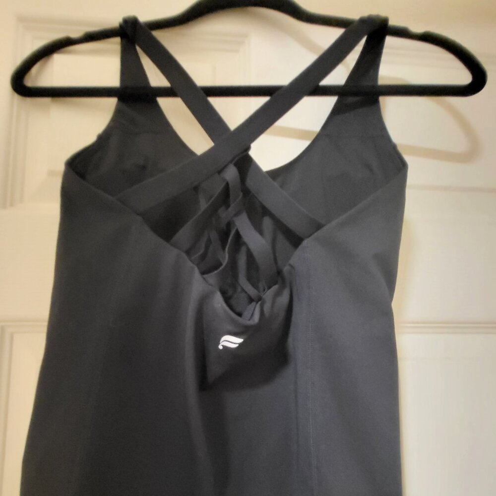 Fabletics Black Built-in Bra Tank Criss Cross Back XS
